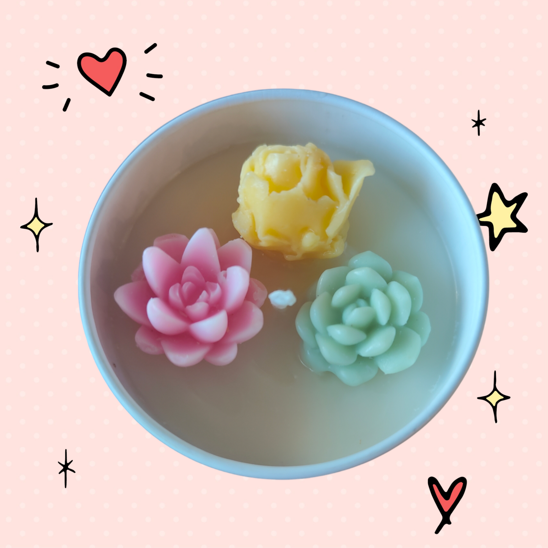 Succulent Candles in Tin Tray - Handmade