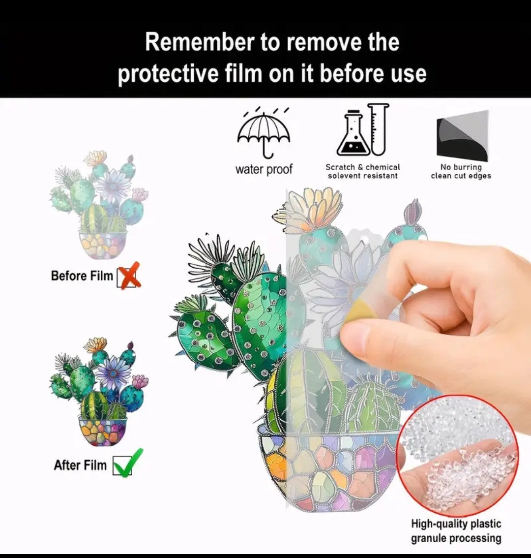 Cactus Stained Window Hanging