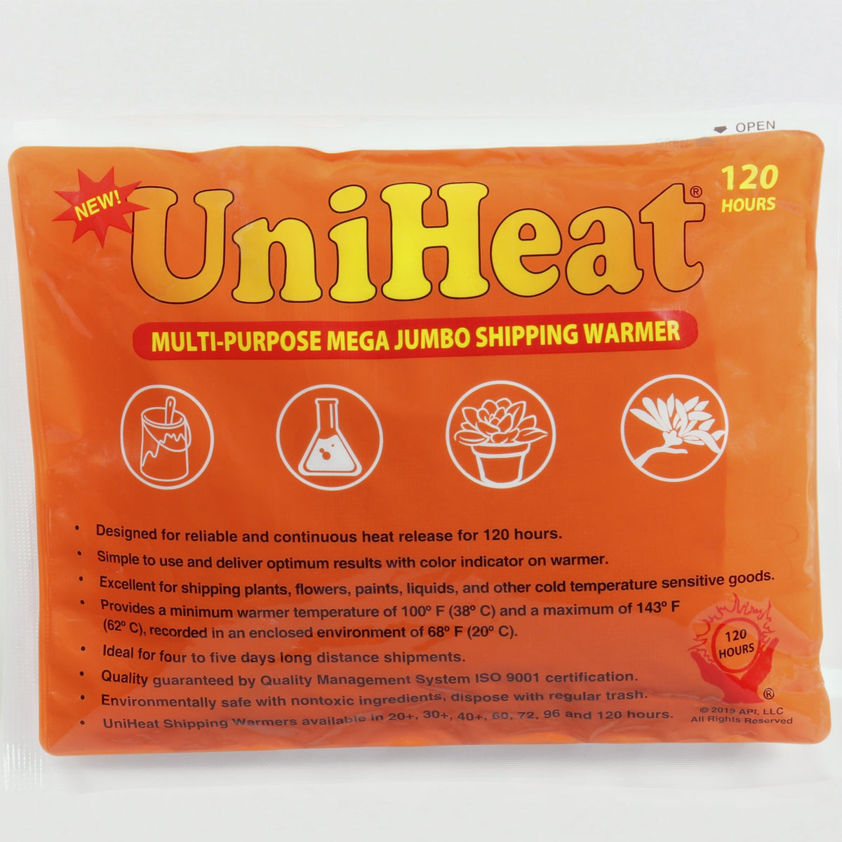 UniHeat Heat Pack for Plant Orders, 120-hour shipping warmer.
