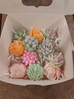 Assorted Small Flower & Succulent Candles - Handmade