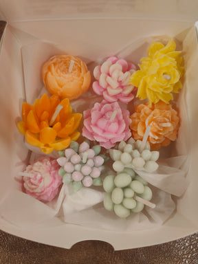 Assorted Small Flower & Succulent Candles - Handmade