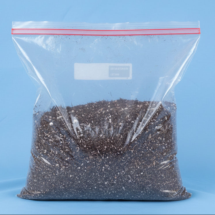 Succulent Soil Mix in clear resealable bag with perlite.